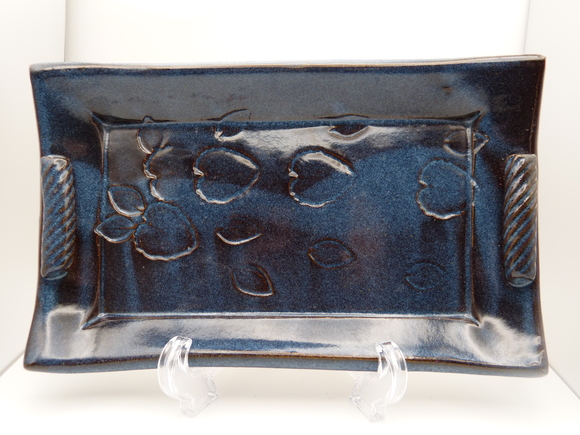 Thomas Pottery Seagrove North Carolina Tibit Tray Blue Glaze Retired - Picture 1 of 12